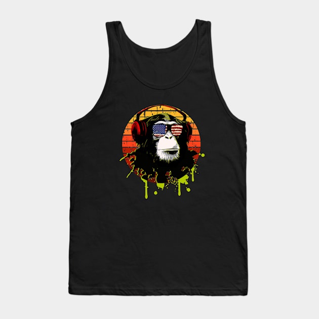 American Monkey DJ Tank Top by sticker happy